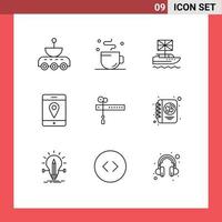 Stock Vector Icon Pack of 9 Line Signs and Symbols for decoration maps time location kingdom Editable Vector Design Elements