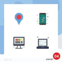 4 Creative Icons Modern Signs and Symbols of location browser pin mobile website Editable Vector Design Elements