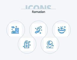 Ramadán azul icono paquete 5 5 icono diseño. brillo. brillante. iftar. shahada. manos vector