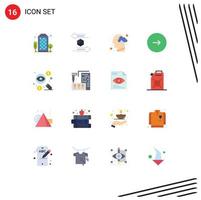 Flat Color Pack of 16 Universal Symbols of music forward shipping control mind Editable Pack of Creative Vector Design Elements