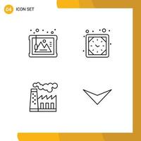 Universal Icon Symbols Group of 4 Modern Filledline Flat Colors of frame pollution history wall clock smoke Editable Vector Design Elements