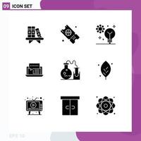 9 User Interface Solid Glyph Pack of modern Signs and Symbols of social internet creativity dialog consulting Editable Vector Design Elements