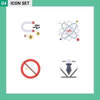 Set of 4 Vector Flat Icons on Grid for attracting travel magnet coding designing Editable Vector Design Elements