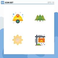 4 Flat Icon concept for Websites Mobile and Apps add pines helmet camping gear Editable Vector Design Elements