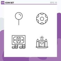 4 Line concept for Websites Mobile and Apps location coins pin sports candle Editable Vector Design Elements