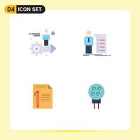 Set of 4 Modern UI Icons Symbols Signs for setting presentation user explanation edit Editable Vector Design Elements