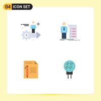 Set of 4 Modern UI Icons Symbols Signs for setting presentation user explanation edit Editable Vector Design Elements