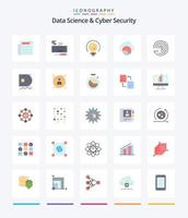 Creative Data Science And Cyber Security 25 Flat icon pack  Such As forecasting model. forecasting. insight. cloud scince. cloud vector