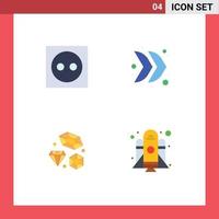 Mobile Interface Flat Icon Set of 4 Pictograms of apartment diamond light direction heart Editable Vector Design Elements