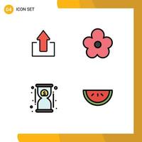 Set of 4 Modern UI Icons Symbols Signs for arrow hourglass upload pot fast Editable Vector Design Elements