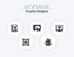 gráfico diseñador línea lleno icono paquete 5 5 icono diseño. lápiz. poseedor. varios caja. caucho vector