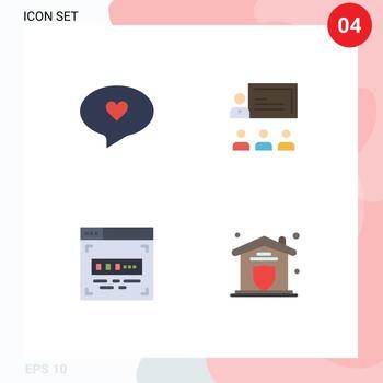 editable vector línea paquete de 4 4 sencillo plano íconos de charla descifrador trabajo en equipo liderazgo seguro editable vector diseño elementos