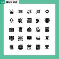 Universal Icon Symbols Group of 25 Modern Solid Glyphs of love wheel technology setting fan Editable Vector Design Elements