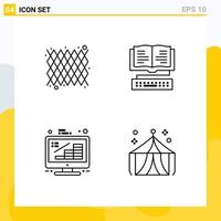 Pictogram Set of 4 Simple Filledline Flat Colors of carnival coins pattern knowledge growth Editable Vector Design Elements