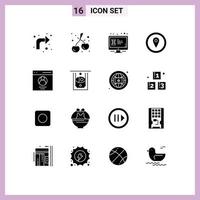 Set of 16 Modern UI Icons Symbols Signs for interface map marker dna map gps Editable Vector Design Elements