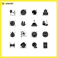 Mobile Interface Solid Glyph Set of 16 Pictograms of ceo legend archery boss sport Editable Vector Design Elements
