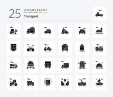 Transport 25 Solid Glyph icon pack including travel. transport. car. train. transport vector