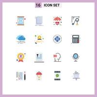 16 Universal Flat Colors Set for Web and Mobile Applications weather science healthcare machine heart Editable Pack of Creative Vector Design Elements