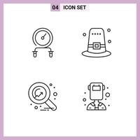 Set of 4 Modern UI Icons Symbols Signs for fast economy intensity hat study Editable Vector Design Elements