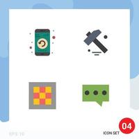 4 User Interface Flat Icon Pack of modern Signs and Symbols of application graph phone hammer area Editable Vector Design Elements