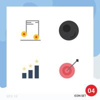 Mobile Interface Flat Icon Set of 4 Pictograms of music collection outline position trophy Editable Vector Design Elements