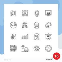 16 Creative Icons Modern Signs and Symbols of skin infection infected wound clock net court Editable Vector Design Elements