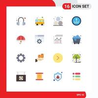 Mobile Interface Flat Color Set of 16 Pictograms of money finance wheat straw funds mobile Editable Pack of Creative Vector Design Elements