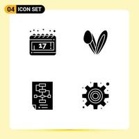 Pictogram Set of Simple Solid Glyphs of calendar document animal rabbit strategy Editable Vector Design Elements