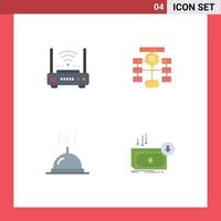 4 Flat Icon concept for Websites Mobile and Apps router database internet flow food Editable Vector Design Elements