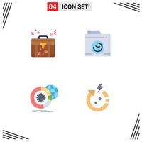 4 User Interface Flat Icon Pack of modern Signs and Symbols of bag globe camera data arrow Editable Vector Design Elements