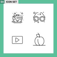 Set of 4 Modern UI Icons Symbols Signs for path youtube case eye video Editable Vector Design Elements