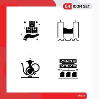 Pictogram Set of 4 Simple Solid Glyphs of package river monday cross cup Editable Vector Design Elements
