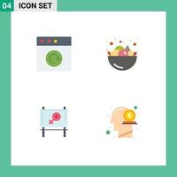 paquete de 4 4 creativo plano íconos de aplicación dólar comida tablero humano editable vector diseño elementos