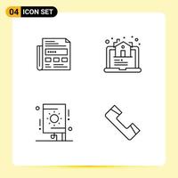 Pictogram Set of 4 Simple Filledline Flat Colors of newspaper festival headline real party Editable Vector Design Elements