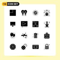 Stock Vector Icon Pack of 16 Line Signs and Symbols for screen computer law medical healthcare Editable Vector Design Elements
