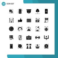 Pack of 25 creative Solid Glyphs of shopping ecommerce cam nature tree Editable Vector Design Elements