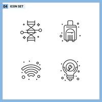 Group of 4 Filledline Flat Colors Signs and Symbols for chromosome technology genetic modification summer wireless Editable Vector Design Elements