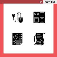 Set of Vector Solid Glyphs on Grid for mouse document computer pay report Editable Vector Design Elements