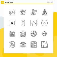 16 Thematic Vector Outlines and Editable Symbols of business group man organization team Editable Vector Design Elements