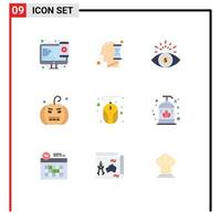 Universal Icon Symbols Group of 9 Modern Flat Colors of mouse computer business pumpkin halloween Editable Vector Design Elements