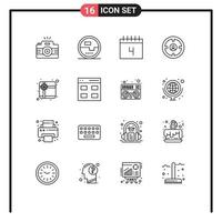 Set of 16 Modern UI Icons Symbols Signs for head finance measuring business schedule Editable Vector Design Elements