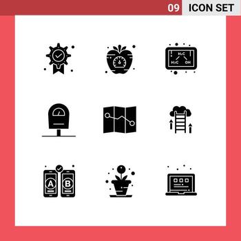 Modern Set of 9 Solid Glyphs and symbols such as point parking time meter study Editable Vector Design Elements