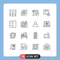 16 Thematic Vector Outlines and Editable Symbols of grid logistic design delivery add Editable Vector Design Elements