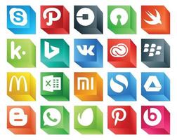 20 social medios de comunicación icono paquete incluso xiaomi McDonalds kik Mora cc vector