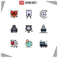 9 User Interface Filledline Flat Color Pack of modern Signs and Symbols of easter internet of things time machine connections clock Editable Vector Design Elements