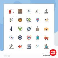 25 Universal Flat Color Signs Symbols of management user report avatar hotel Editable Vector Design Elements