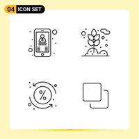 Set of 4 Modern UI Icons Symbols Signs for contact loan boss plant transaction Editable Vector Design Elements