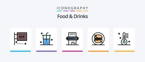 Food and Drinks Line Filled 5 Icon Pack Including and. label. shopping. food. japanese food. Creative Icons Design vector