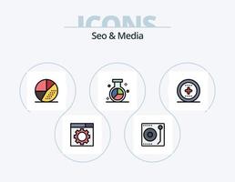 seo y medios de comunicación línea lleno icono paquete 5 5 icono diseño. mejoramiento. motor. medios de comunicación. pista. medios de comunicación vector