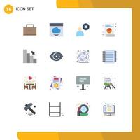 paquete de dieciséis moderno plano colores señales y símbolos para web impresión medios de comunicación tal como gráfico bar cruzar lista web editable paquete de creativo vector diseño elementos